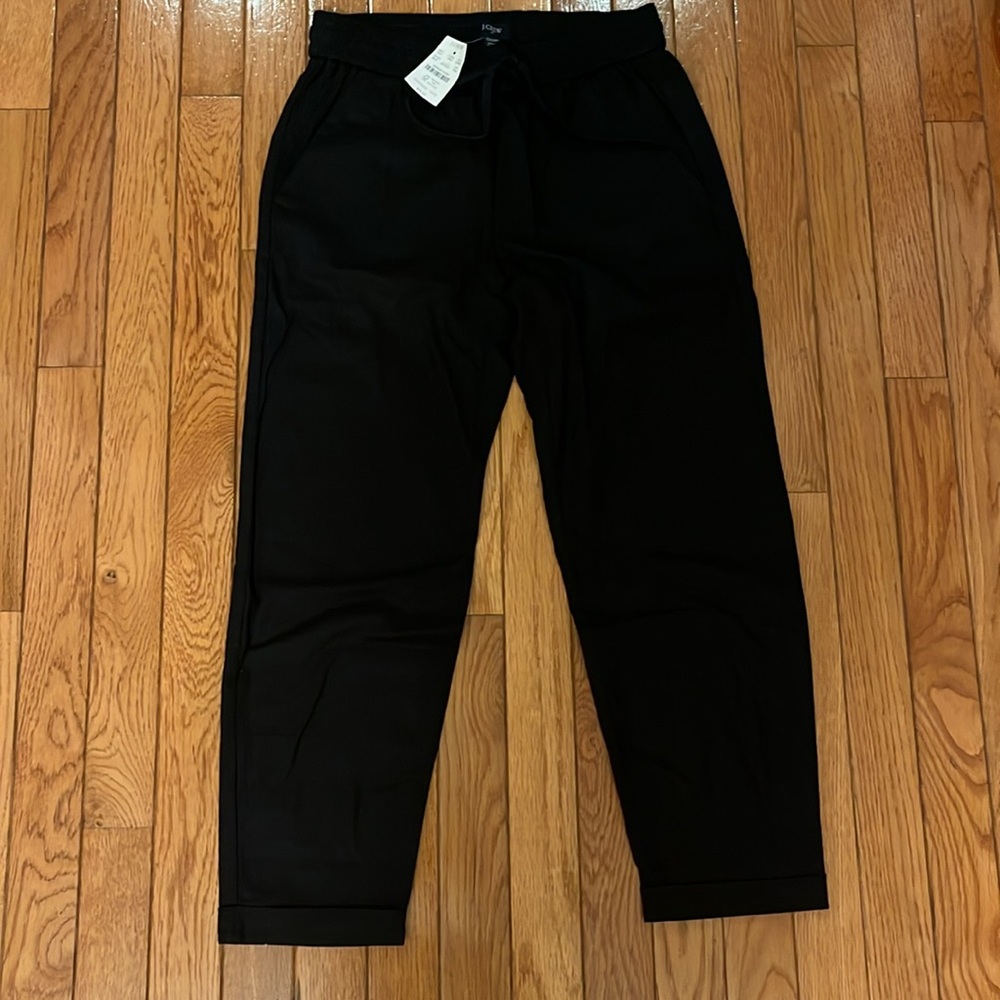 NWT J. Crew Factory Linen Drawstring Pants in Black size 00P Petite